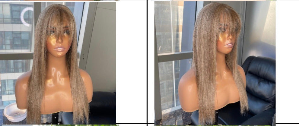 The Sandy Babe Sandy Blonde Bang Wrap Straight 26 inch wig